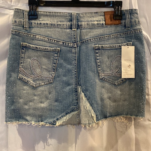 Rhinestone Embellished Denim Mini Skirt - Picture 7 of 11